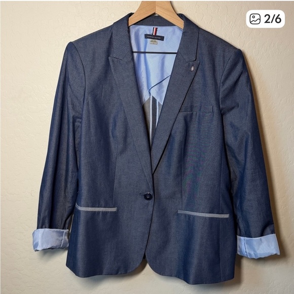 Tommy Hilfiger Classic Blue Denim Blazer, Size 16 - Picture 2 of 6